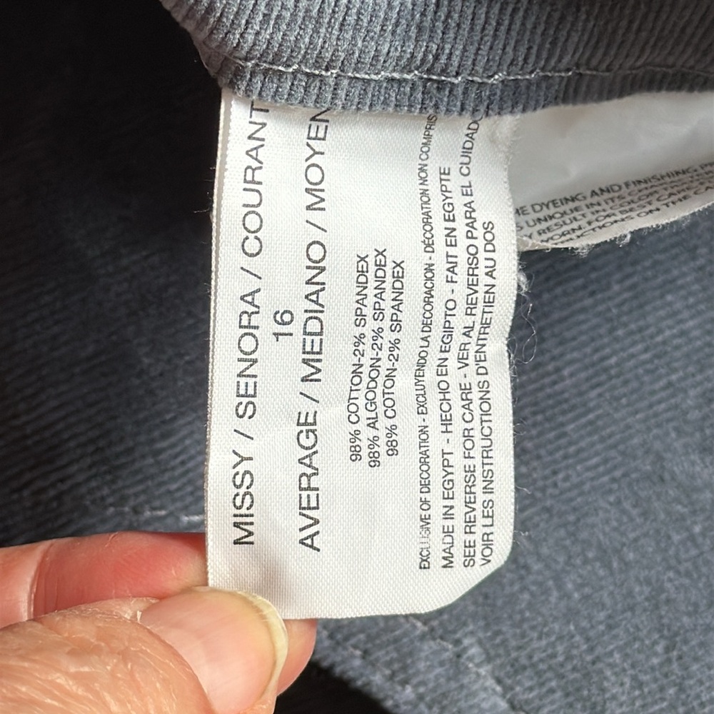GLORIA VANDERBILT Gray Corduroy Amanda 5 Pocket Jeans/Pants. Tummy Slimmer! - Picture 6 of 9